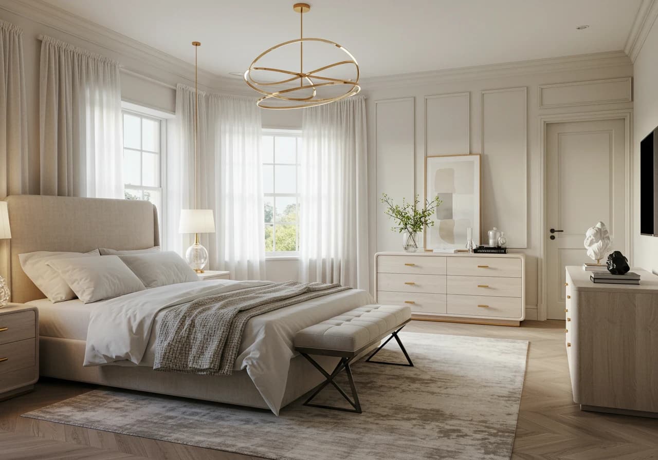 Master bedroom suite Sacramento luxury home - natural light and professional staging